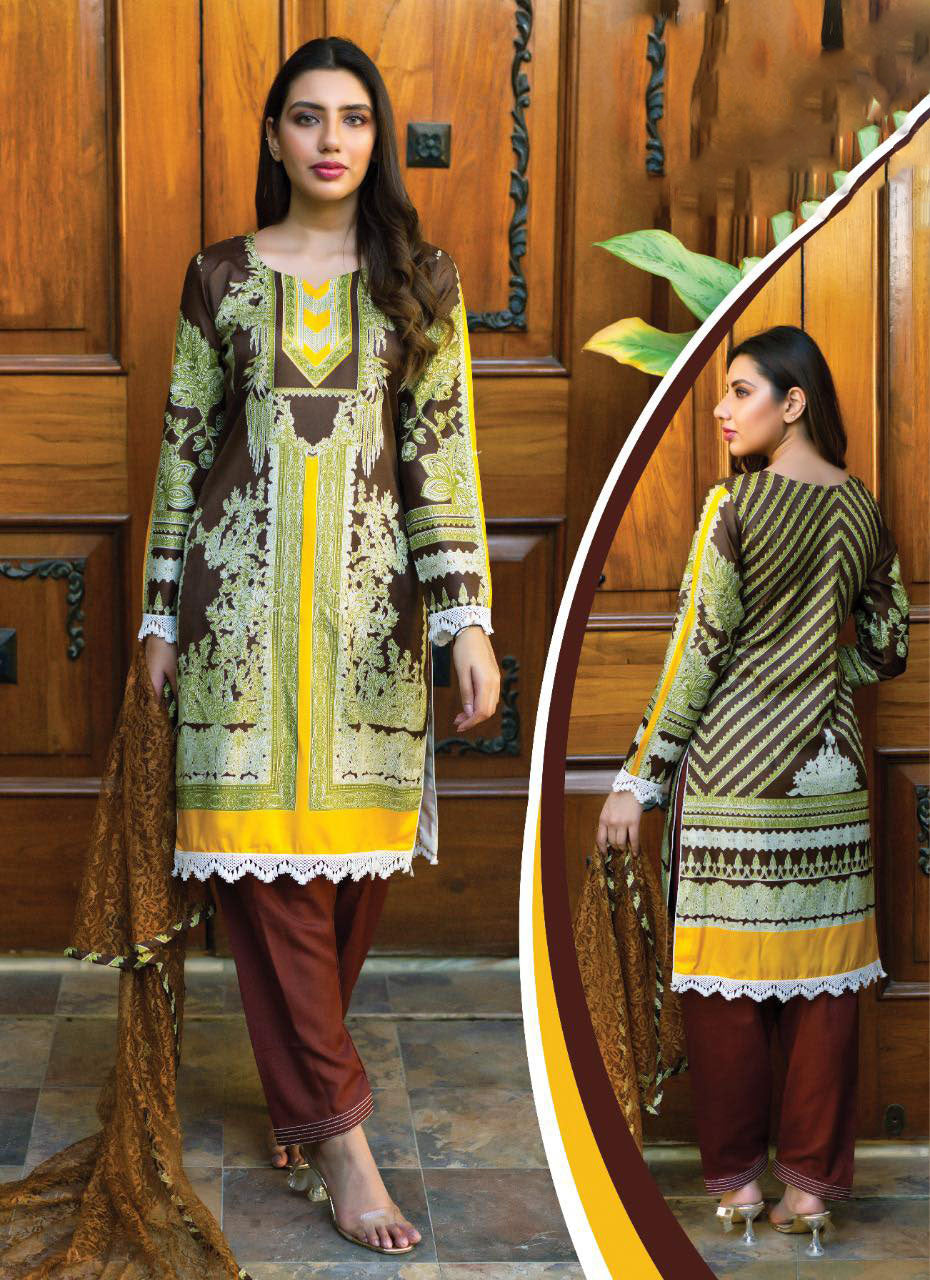 Summer 3 ps Printed Suit D.No 3011